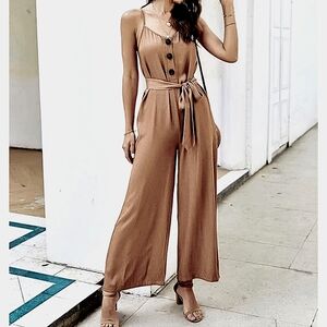 PULL&BEAR V-Neck Sleeveless Jumpsuit